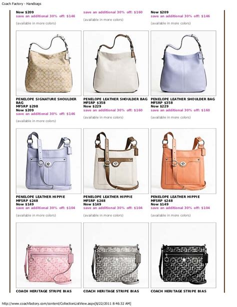 coach handbags price list.